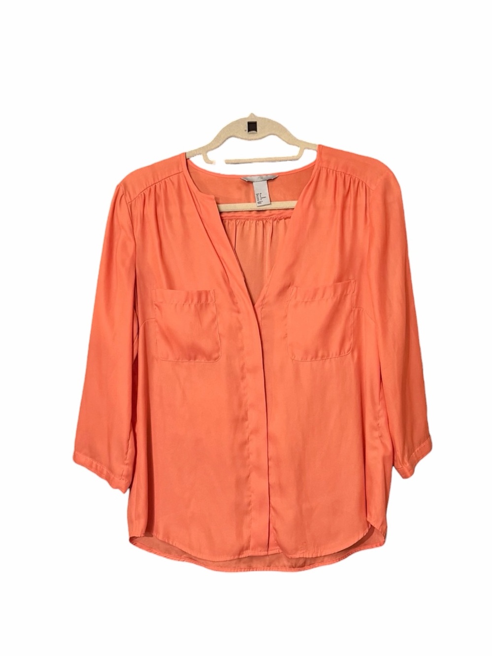 H&M Coral V-Neck Pocket Blouse